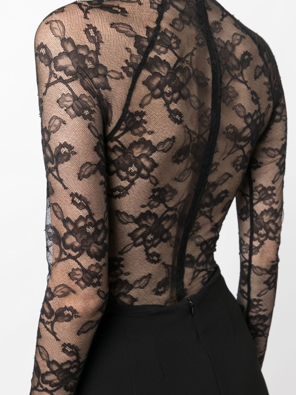 Shop Fleur Du Mal Floral-lace High-neck Bodysuit In Black