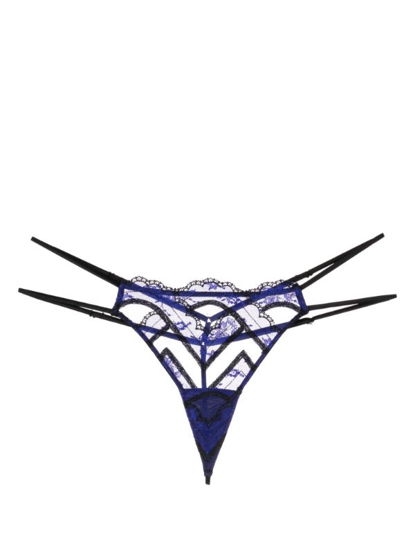 Fleur Du Mal floral-embroidery semi-sheer Thong - Farfetch