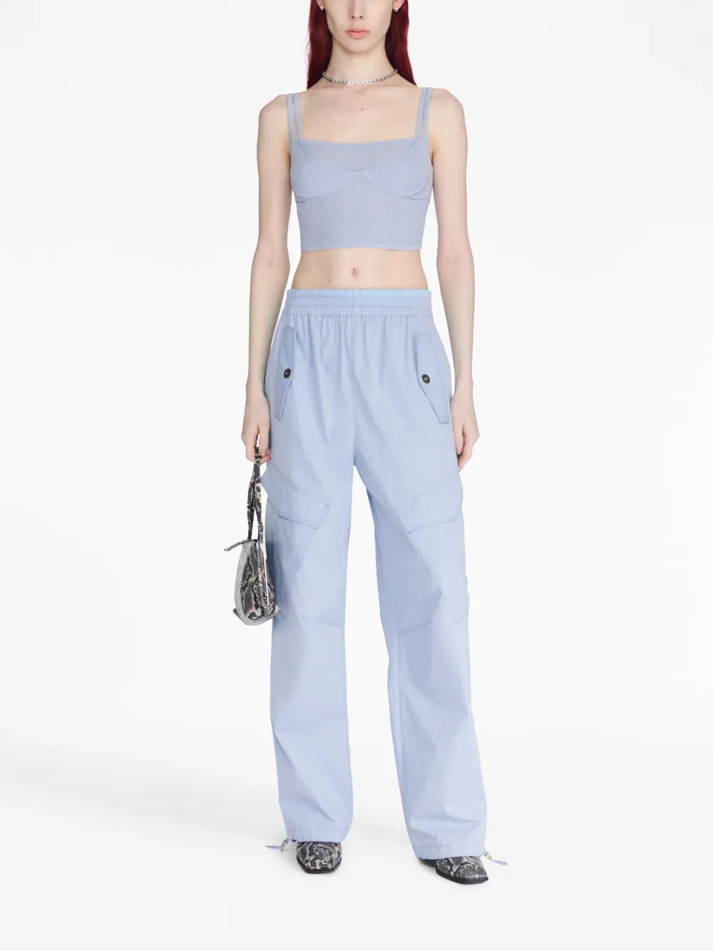 Shop Dion Lee Serpent-lace Bralette Top In Blue