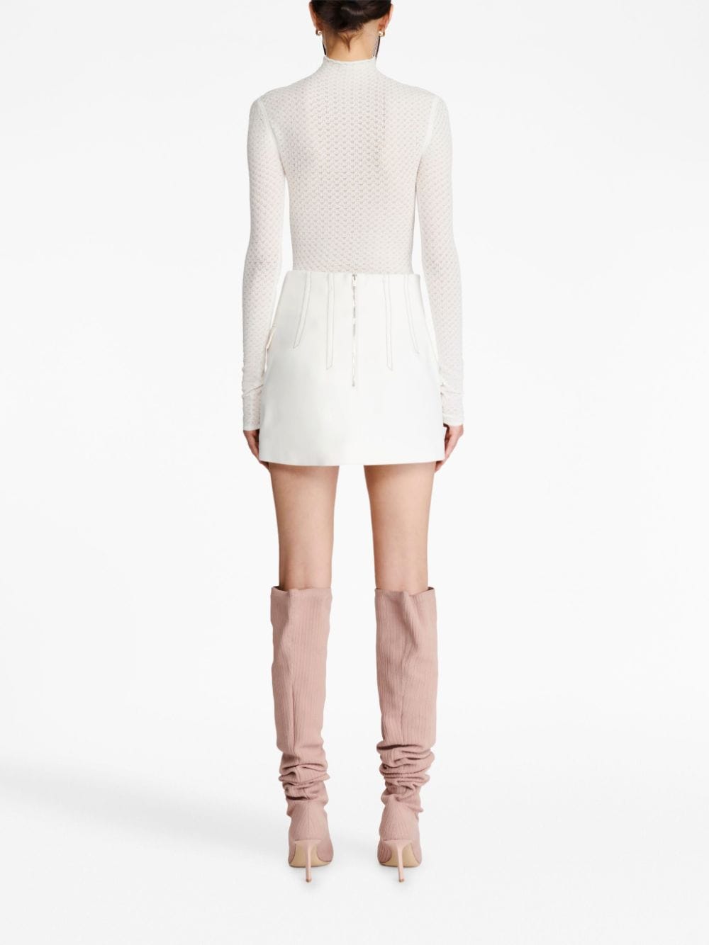 Shop Dion Lee Frame High-waisted Side-slit Skirt In White