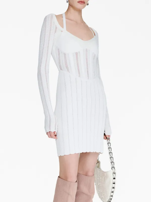 dion lee white corset dress Dion Lee Lace Up Corset Top in Ivory