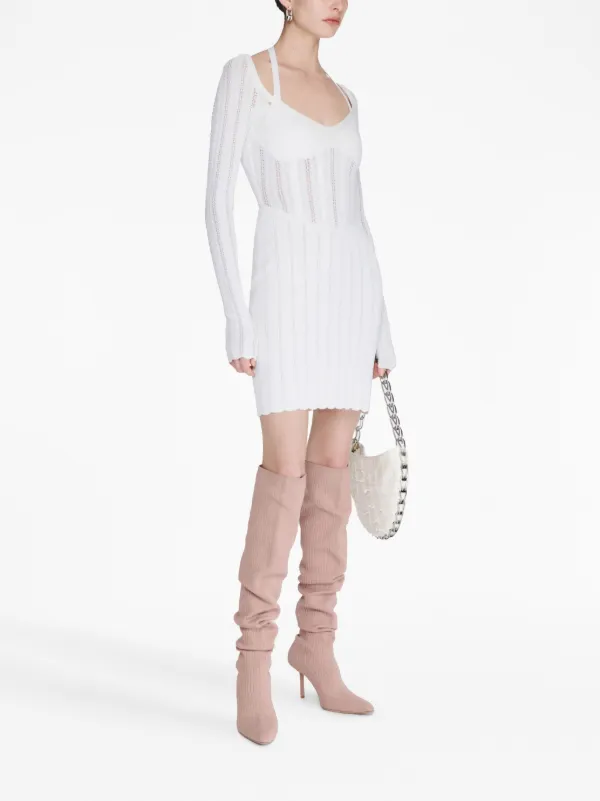 Dion Lee Open-Knit Corset Minidress - White
