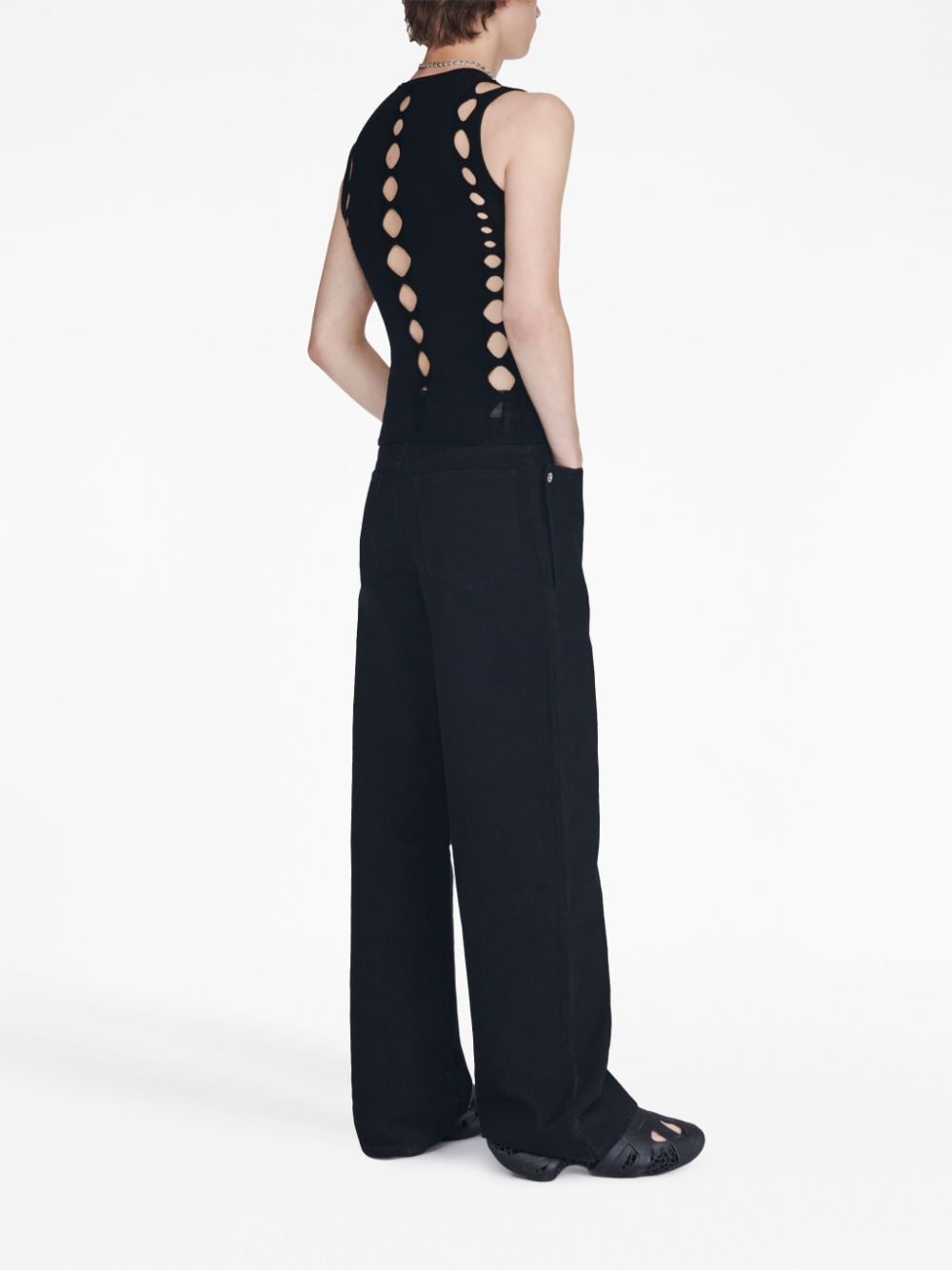 Shop Dion Lee Logo-patch Straight-leg Jeans In Black