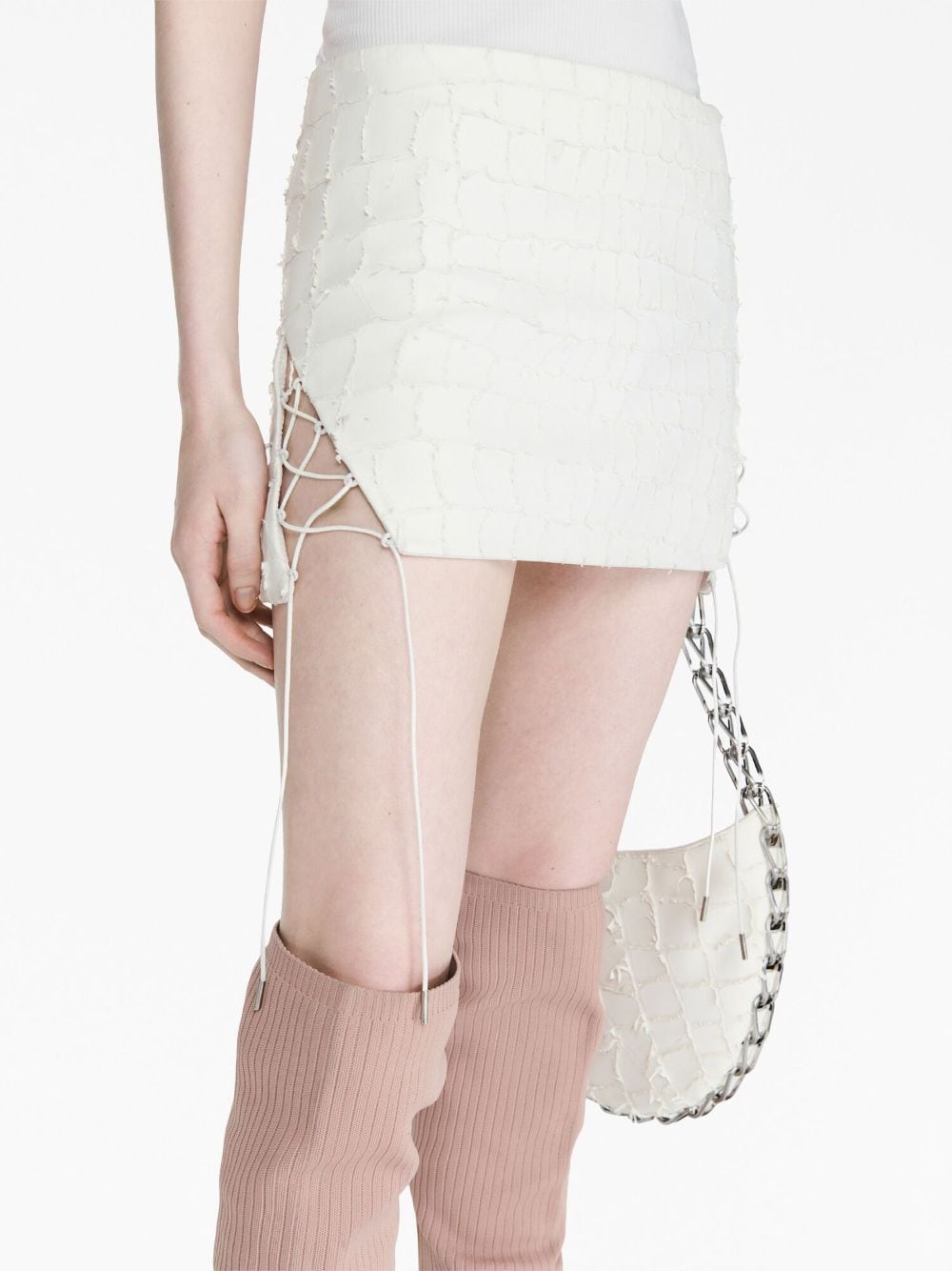Shop Dion Lee Snakeskin-effect Leather Skirt In White