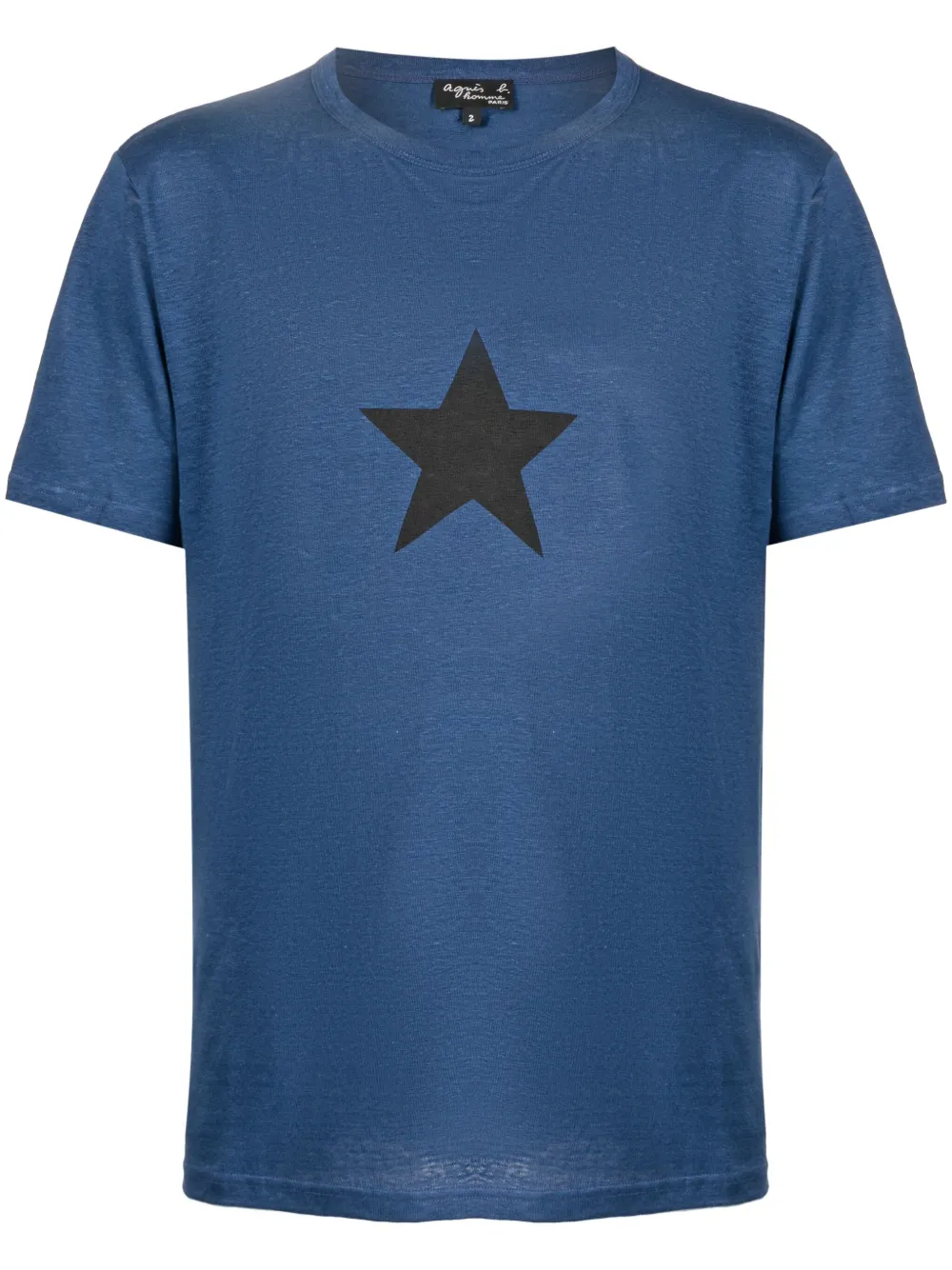 Agnès B. Star-print Linen T-shirt In Blue