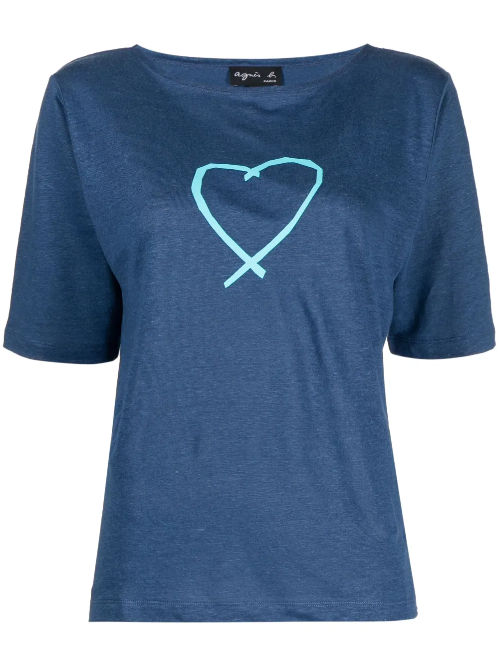 agnès b. heart-print linen T-shirt