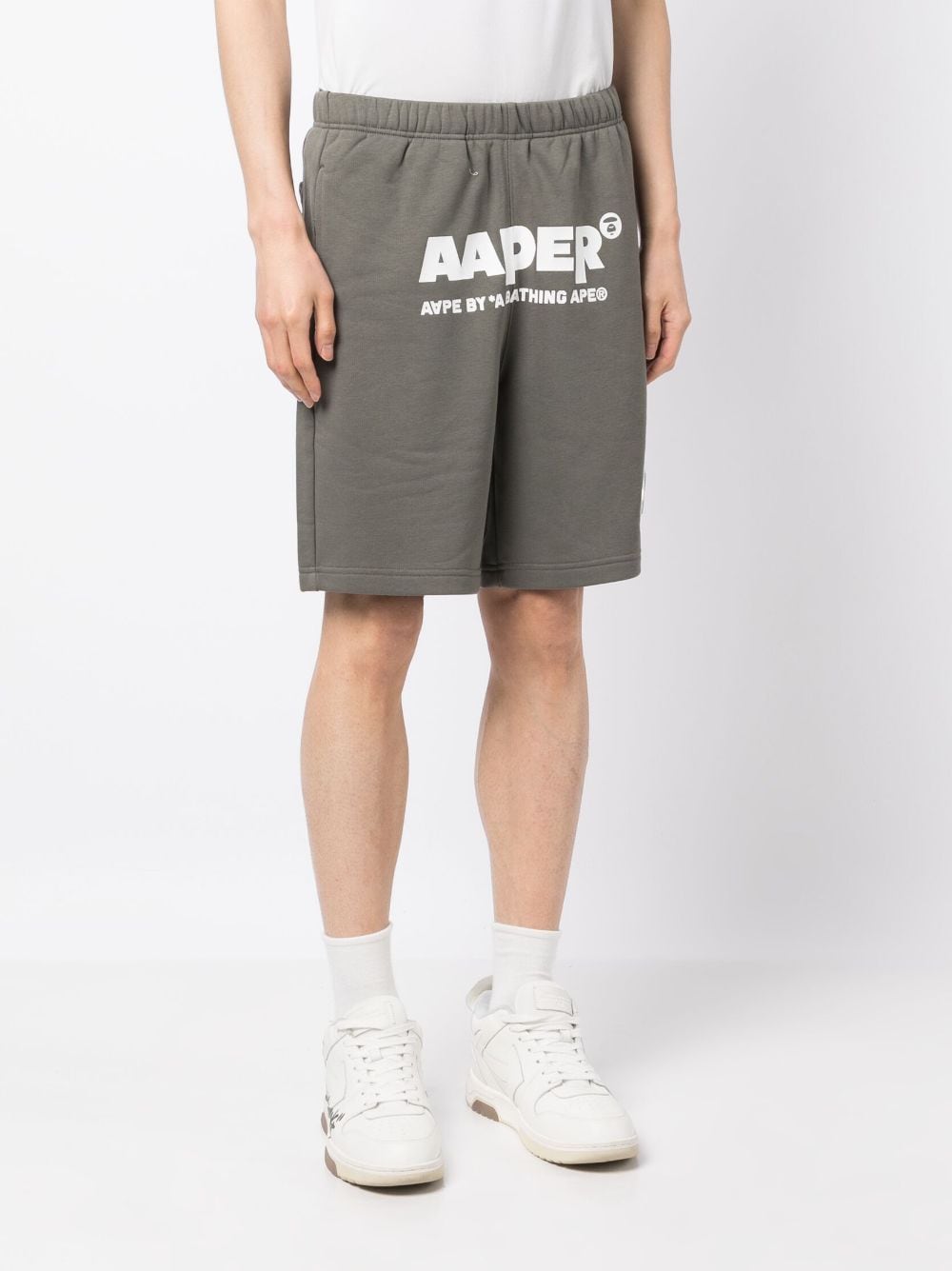 Shop Aape By A Bathing Ape Logo-print Track Shorts In Green