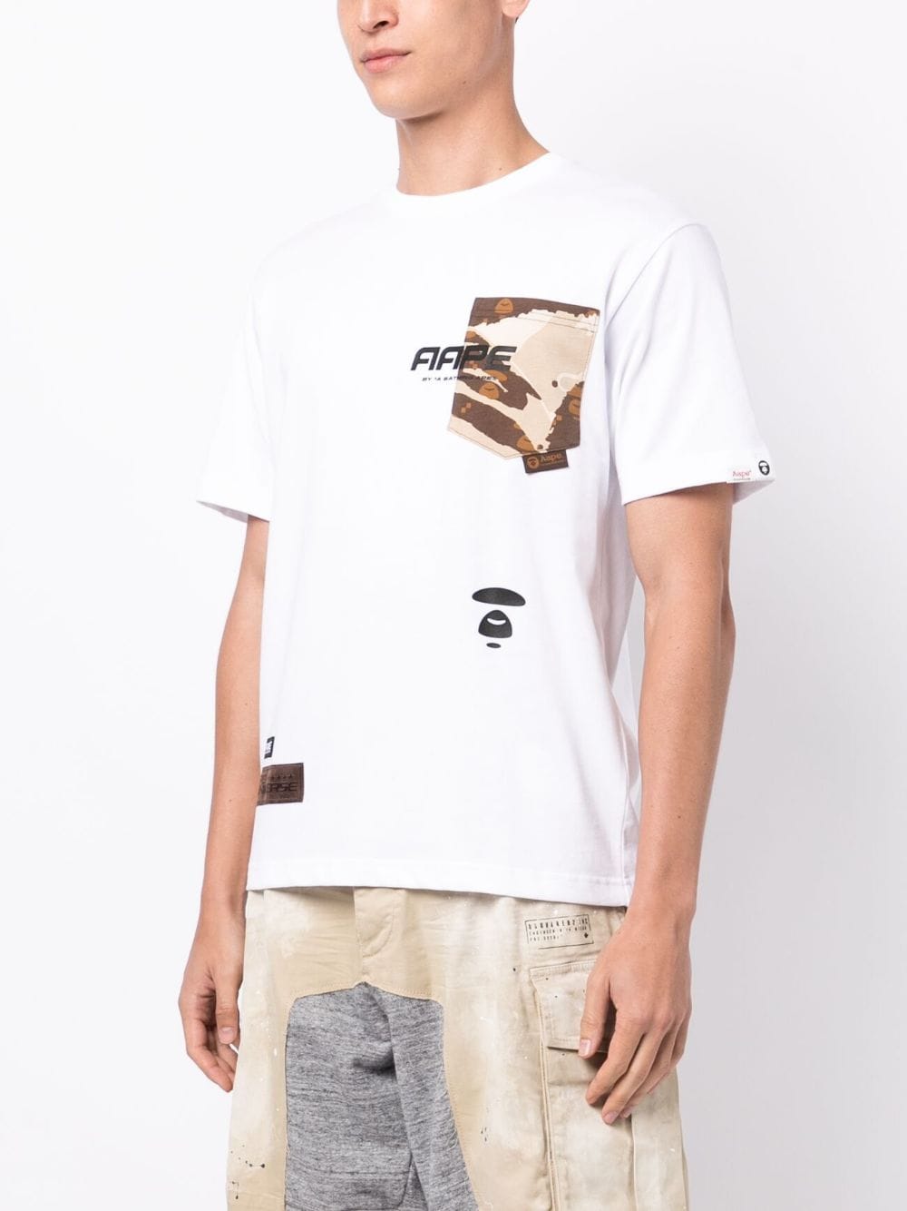 Shop Aape By A Bathing Ape Graphic-print Cotton T-shirt In Weiss