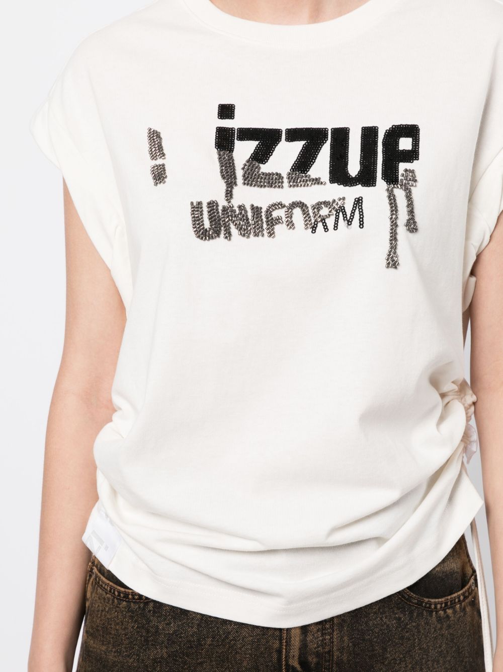 Shop Izzue Logo-embellishment Cotton T-shirt In White