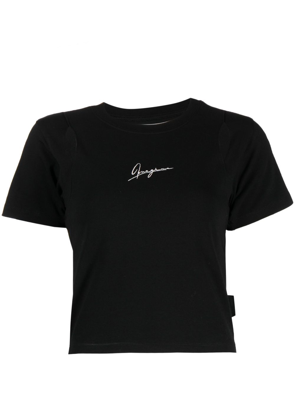 Izzue Logo-embroidered Cut-out T-shirt In Black
