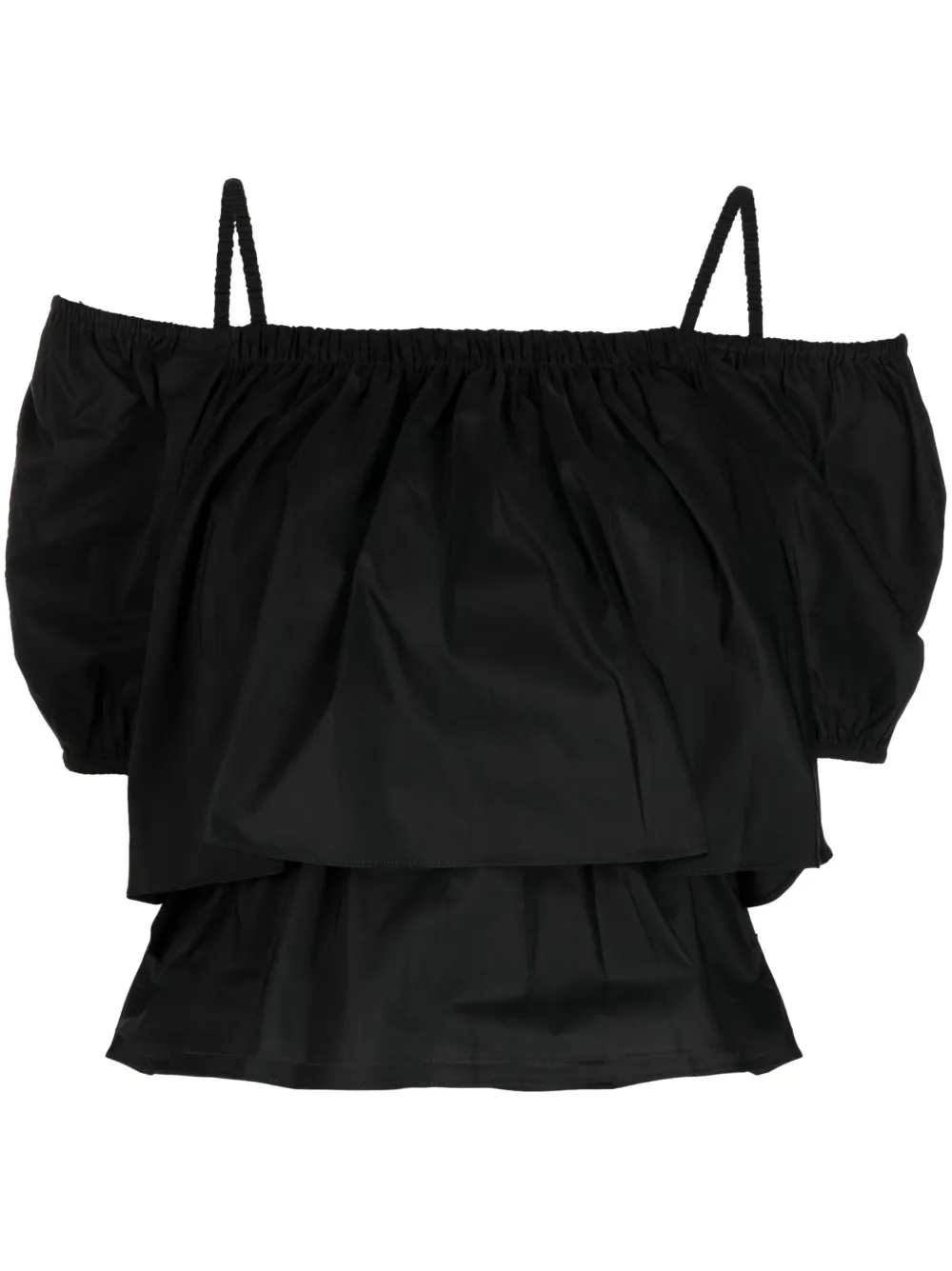 Tout A Coup Off-shoulder Cropped Blouse In Black