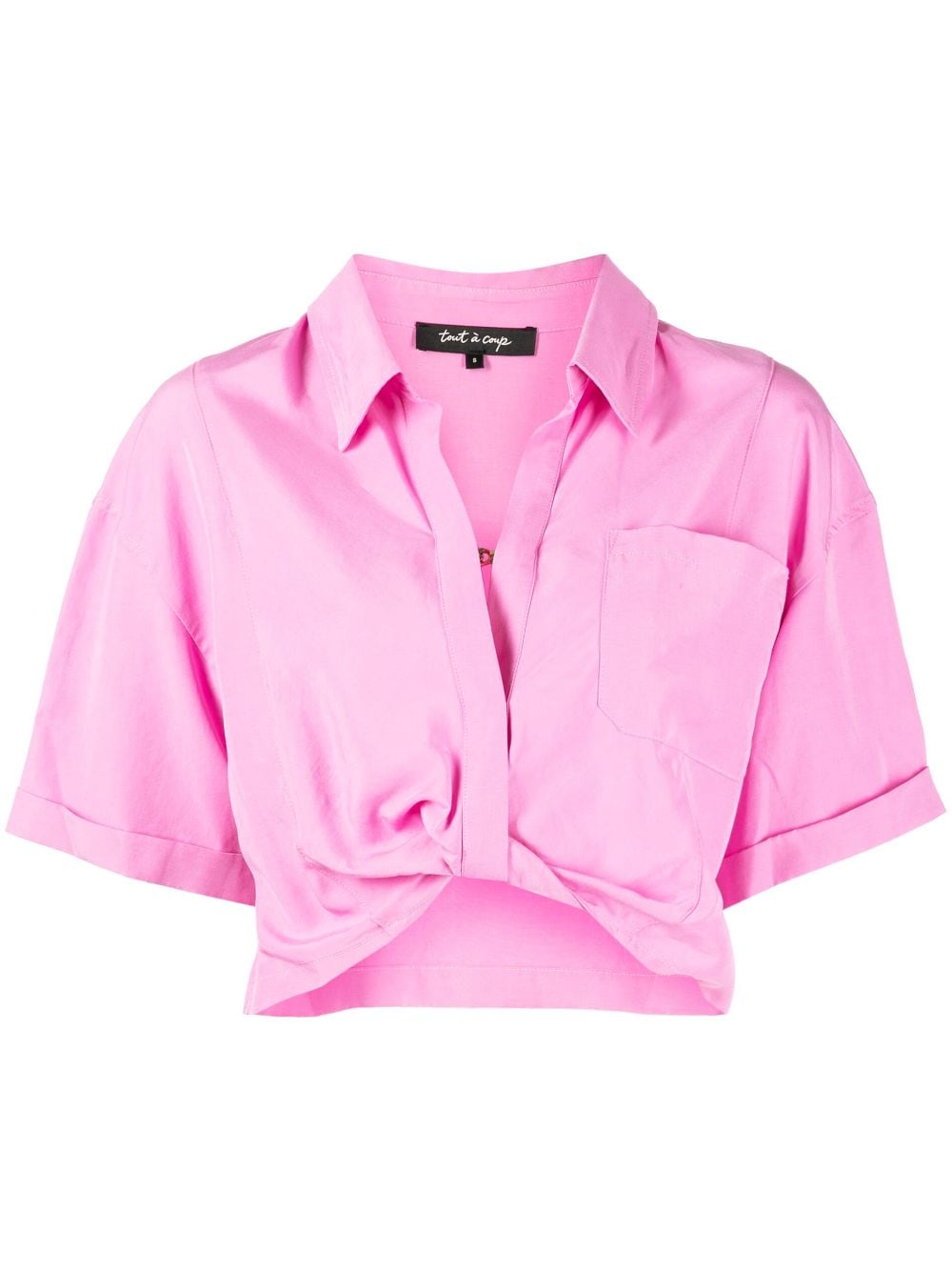Tout A Coup Spread-collar Short-sleeve Shirt In Pink