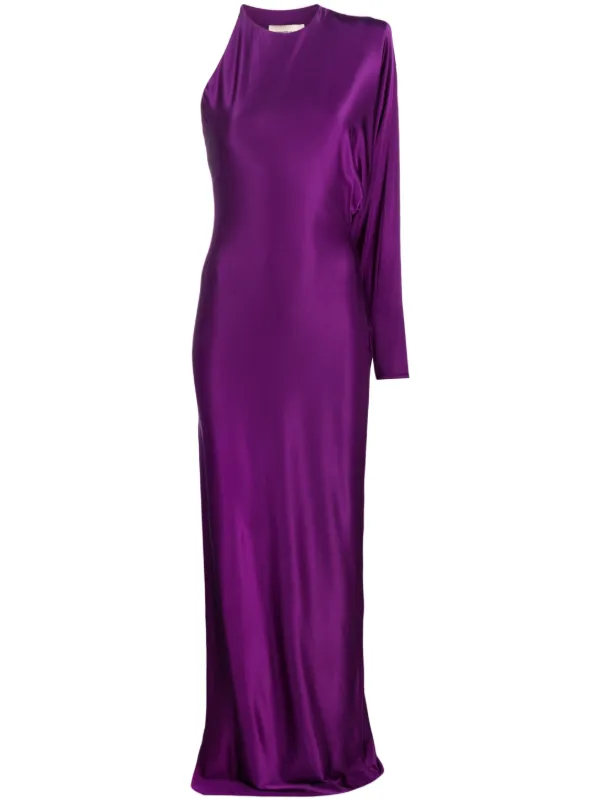 Alexandre Vauthier off-shoulder satin-finish Gown Purple