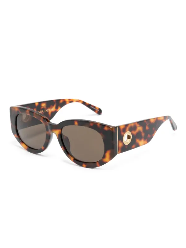 Linda Farrow Debbie oval-frame Sunglasses | Brown | FARFETCH OM display picture 1