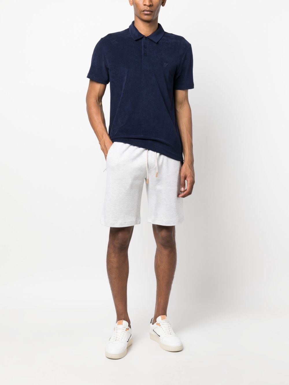 Eleventy drawstring-waistband cotton shorts - Grijs