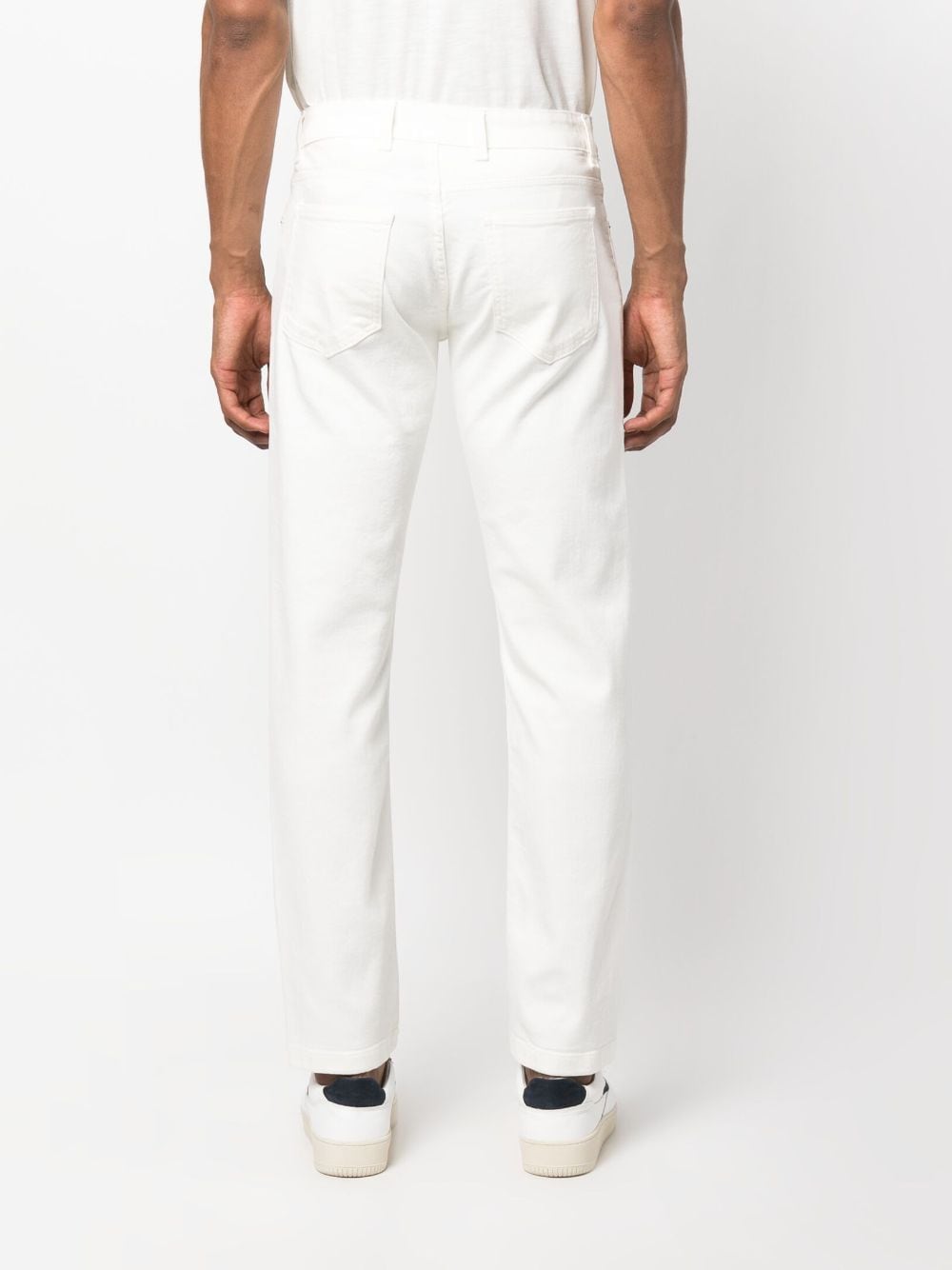 Shop Eleventy Slim-cut Low-rise Jeans In White