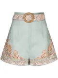 ZIMMERMANN Devi linen shorts - Blue