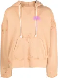 Palm Angels logo-print paint-splatter cotton hoodie - Neutrals
