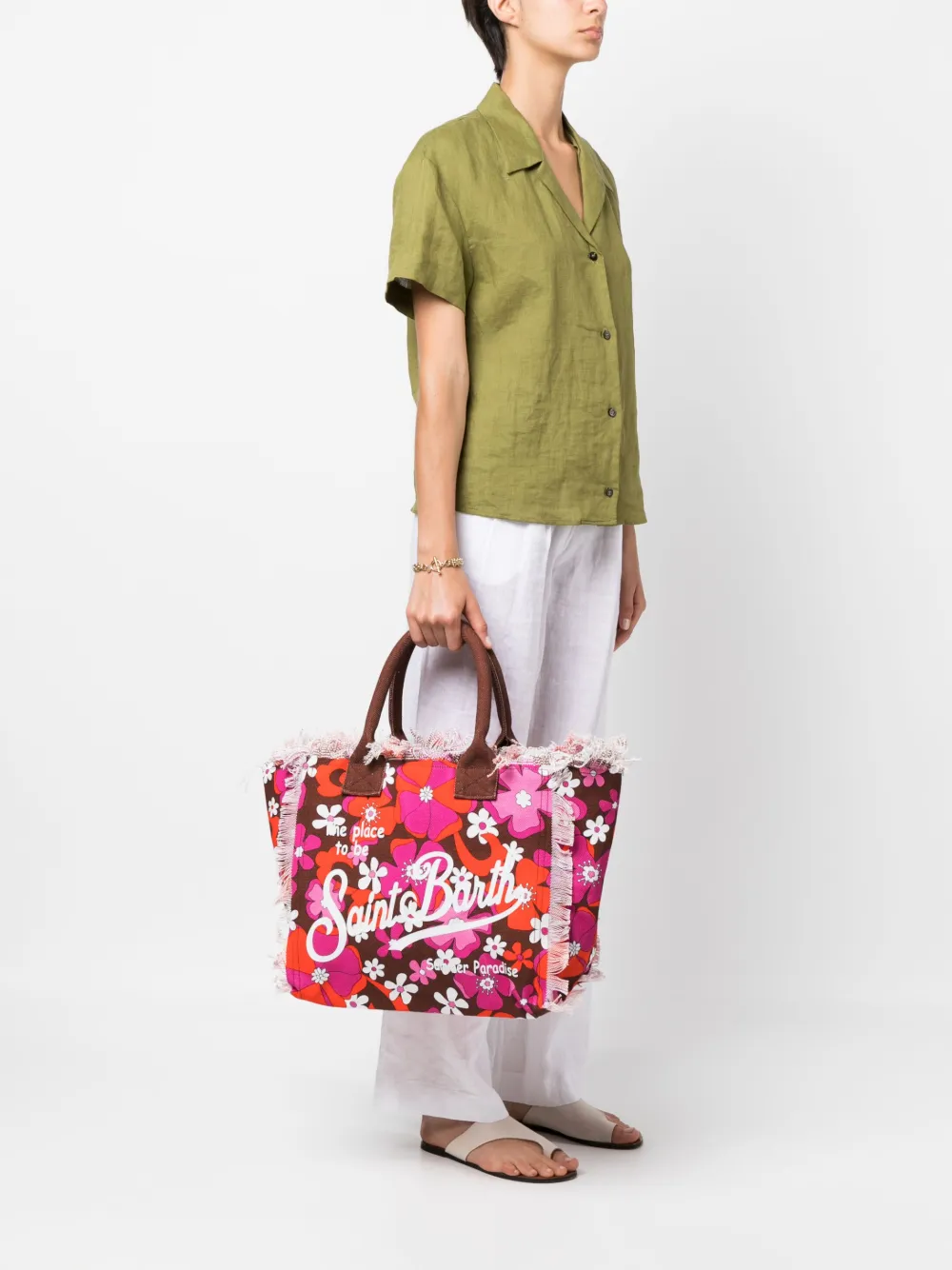 MC2 Saint Barth Vanity shopper met logoprint - Bruin