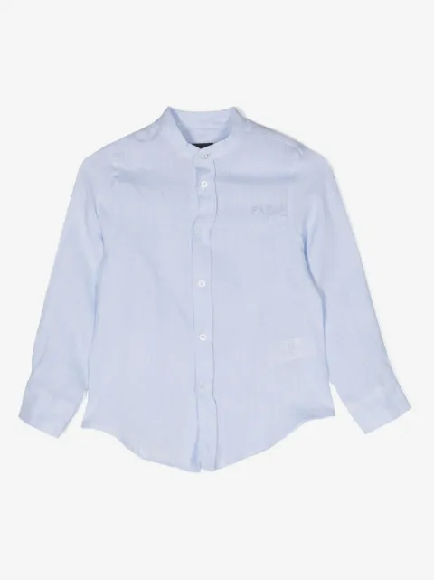 Fay Kids embroidered-logo band-collar shirt 