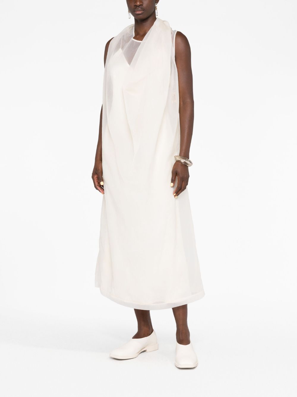 Uma Wang draped sleeveless midi dress - Wit