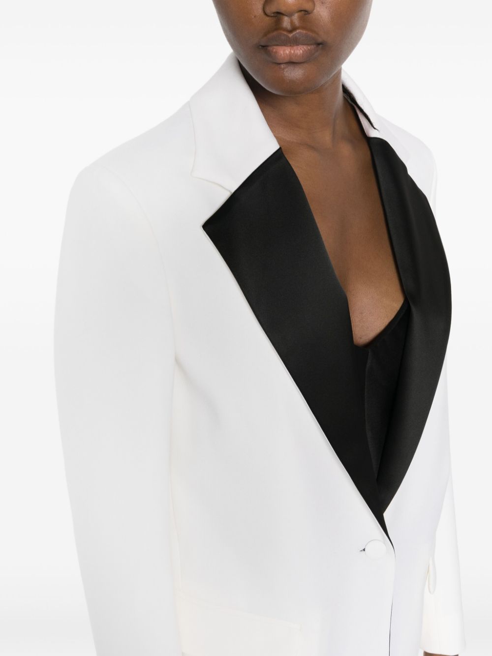 Shop P.a.r.o.s.h Satin-trim Virgin Wool Blazer In Neutrals