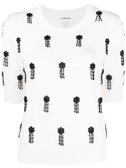 P.A.R.O.S.H. playera tejido fino con detalles de cuentas 