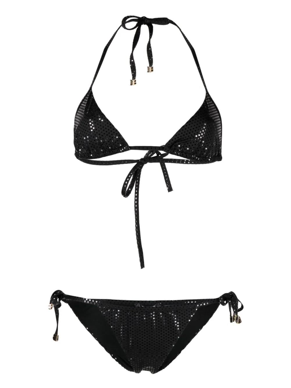 Balmain Foiled Triangle Bikini In Black
