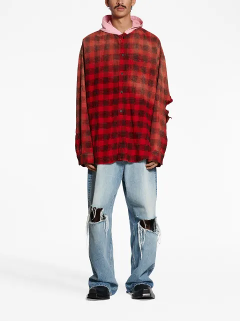 Balenciaga check-pattern hooded shirt