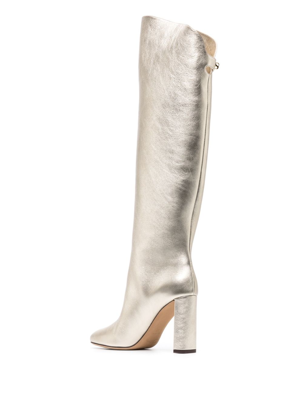 Maison Skorpios 90mm metallic leather boots Gold