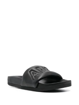 サンダル AMBUSH Black Leather Slippers AMBUSH Black Quilted Logo Slides Size 38 or US 8 | eBay