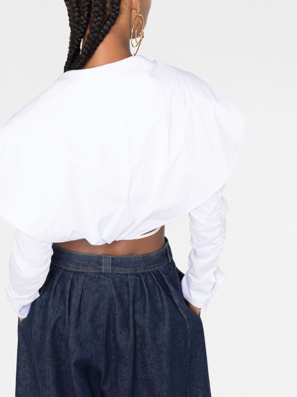 Shop Jacquemus La Chemise Meio Top In White