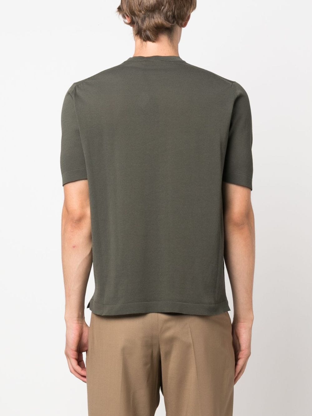 Shop Dell'oglio Crew-neck Fine-knit T-shirt In Green