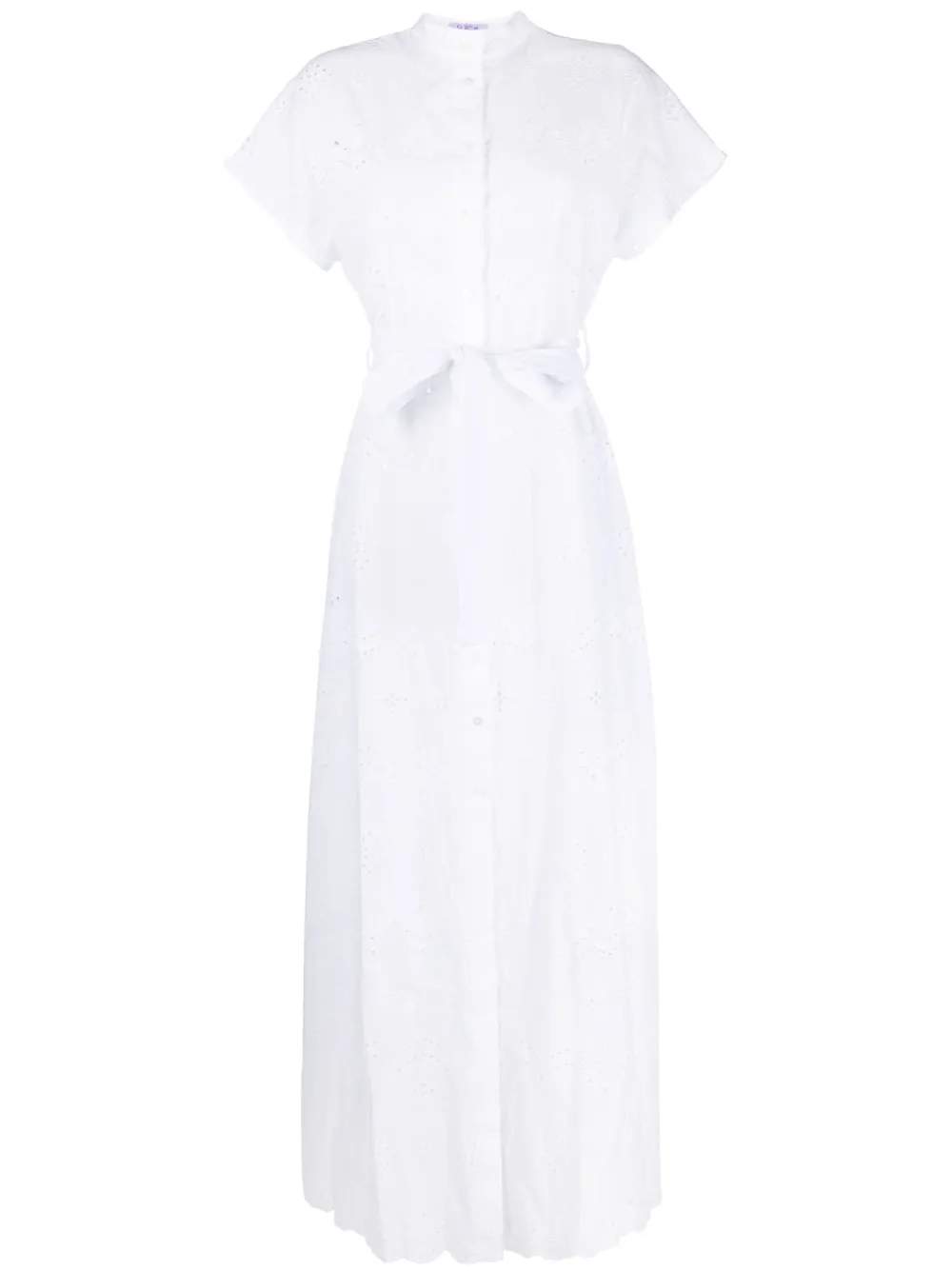 Mc2 Saint Barth Broderie-anglaise Long Dress In White