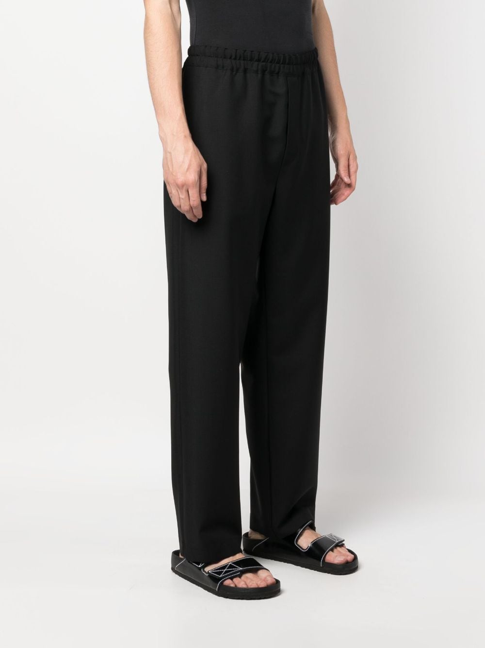 Shop Rohe Elasticated-waistband Straight-leg Trousers In Black
