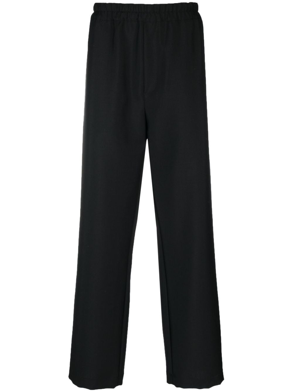 Shop Rohe Elasticated-waistband Straight-leg Trousers In Black