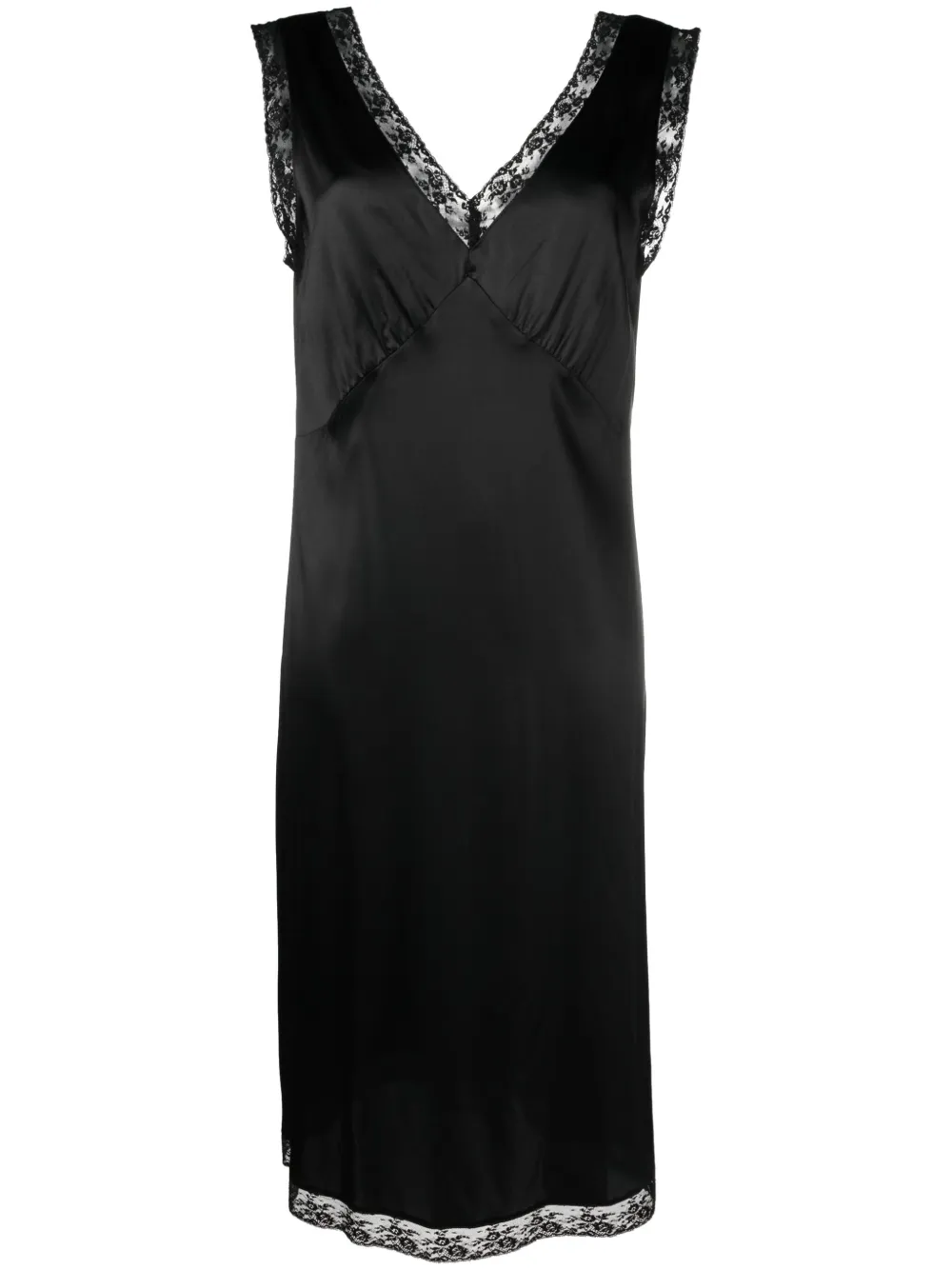 P.a.r.o.s.h Lace-detail Slip Maxi Dress In Black