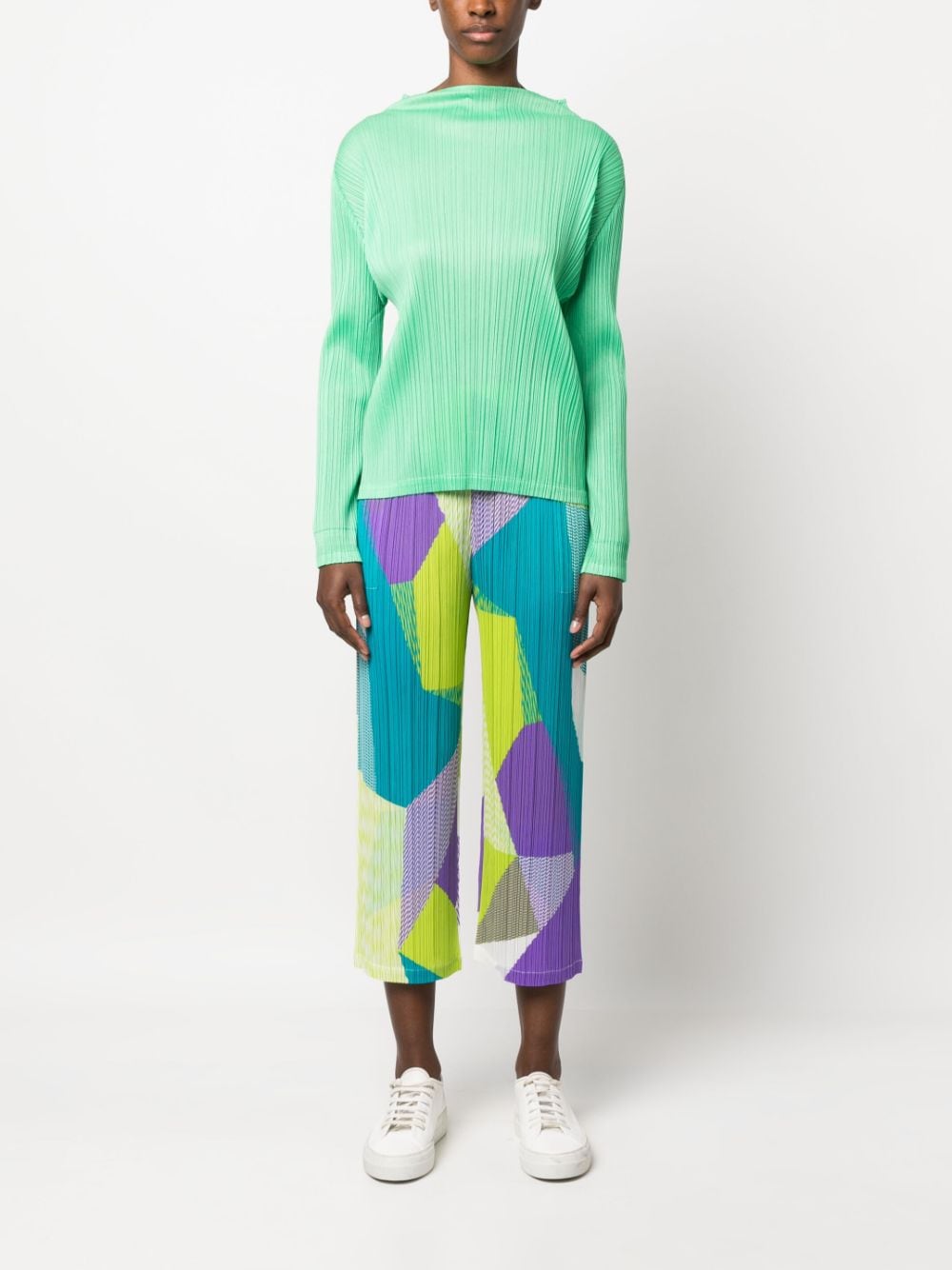 Shop Issey Miyake Plissé Cropped Trousers In Yellow