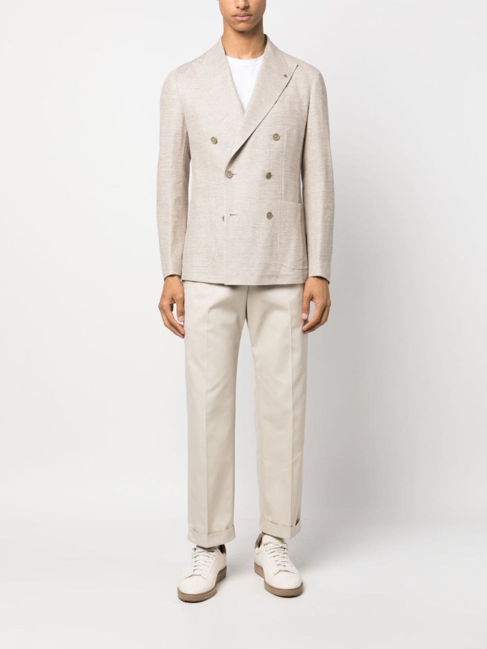 Shop Pt Torino Pressed-crease Straight-leg Trousers In Neutrals