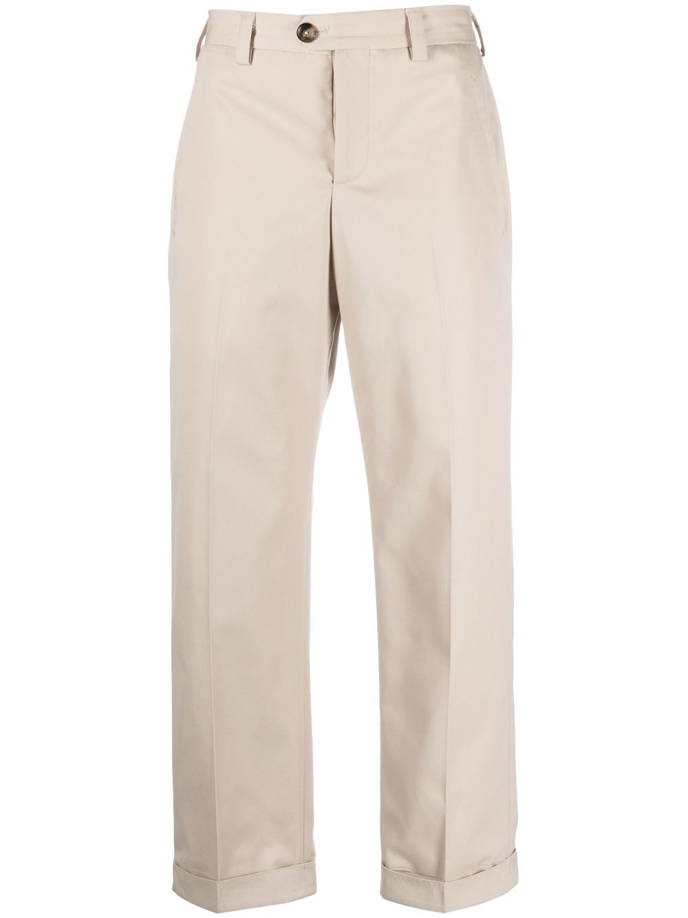 Pt Torino Pressed-crease Straight-leg Trousers In Neutrals