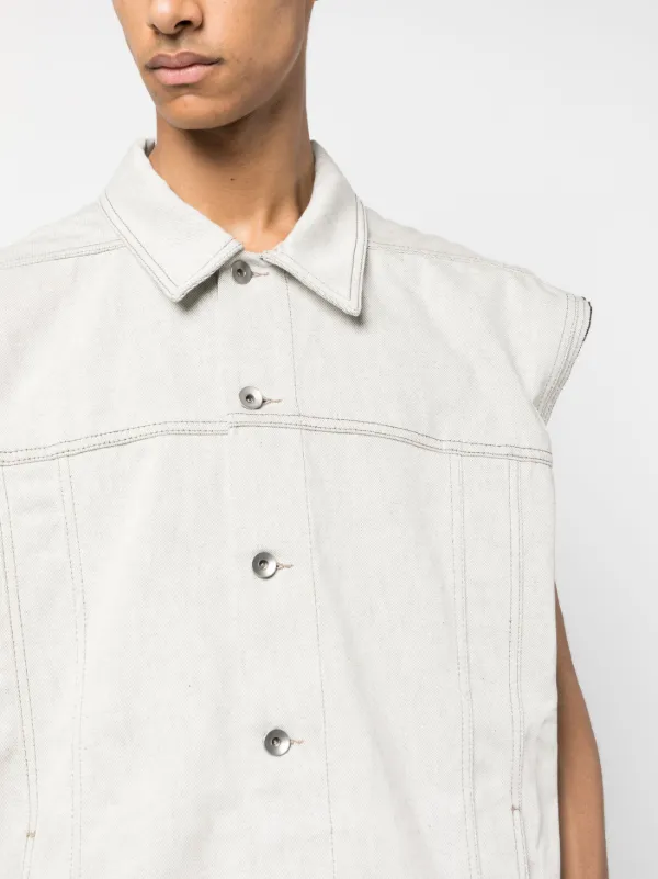 Rick Owens DRKSHDW Sleeveless Cotton Denim Vest | Grey