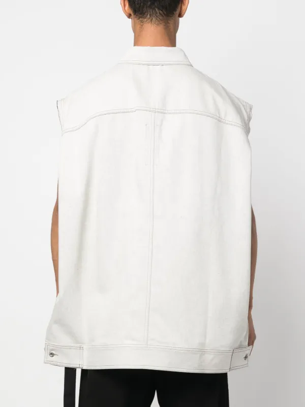 【Rick owens】denim long vest Rick Owens DRKSHDW: Gold Hollywood Jumbo Worker Denim Vest