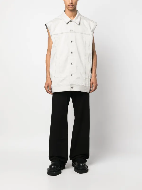 Rick Owens DRKSHDW Sleeveless Cotton Denim Vest | Grey | FARFETCH RO