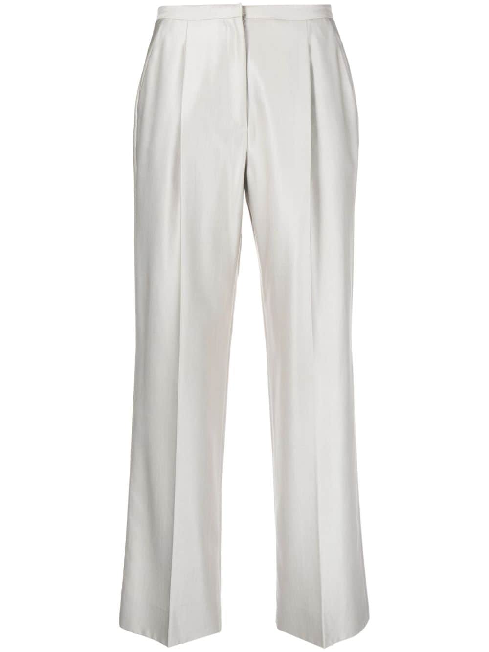 Pre-owned Giorgio Armani 褶饰细节直筒裤（ 2000 年代典藏款 ） In Grey