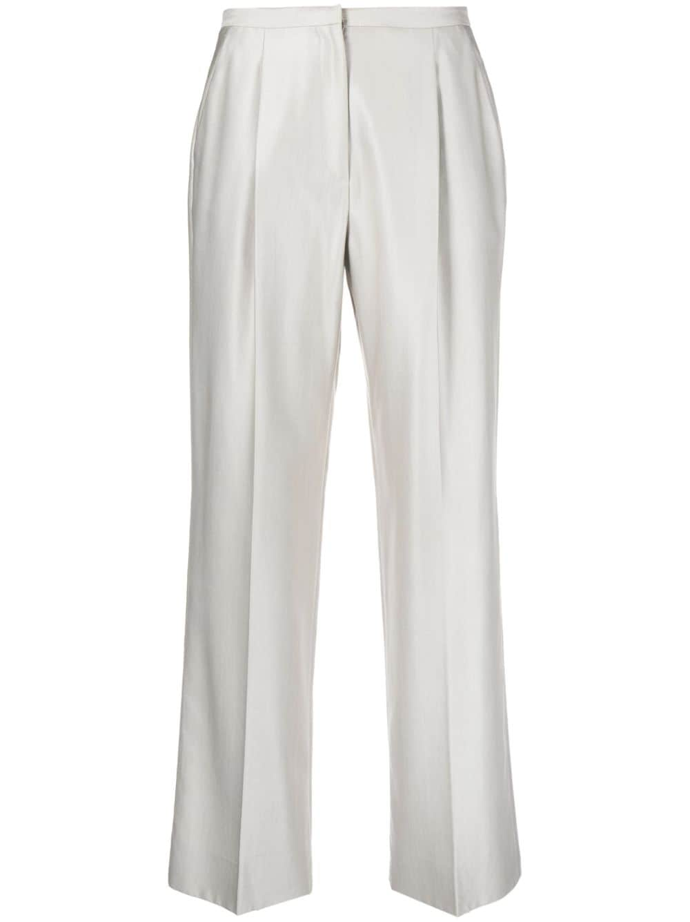 2000s pleat-detail straight-leg trousers