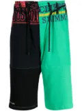 Marine Serre Regenerated patchwork cotton shorts - Black