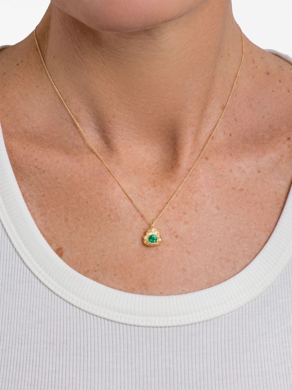 Shop Elhanati 18kt Yellow Gold L'amore Emerald Necklace In Grün