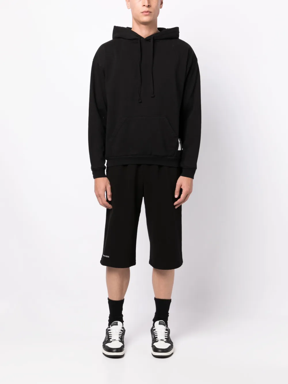 Shop Foo And Foo Logo-patch Drawstring Hoodie In Black