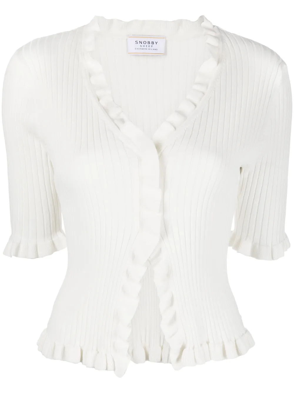 Wild Cashmere ribbed knit Ruffled Cardigan Farfetch