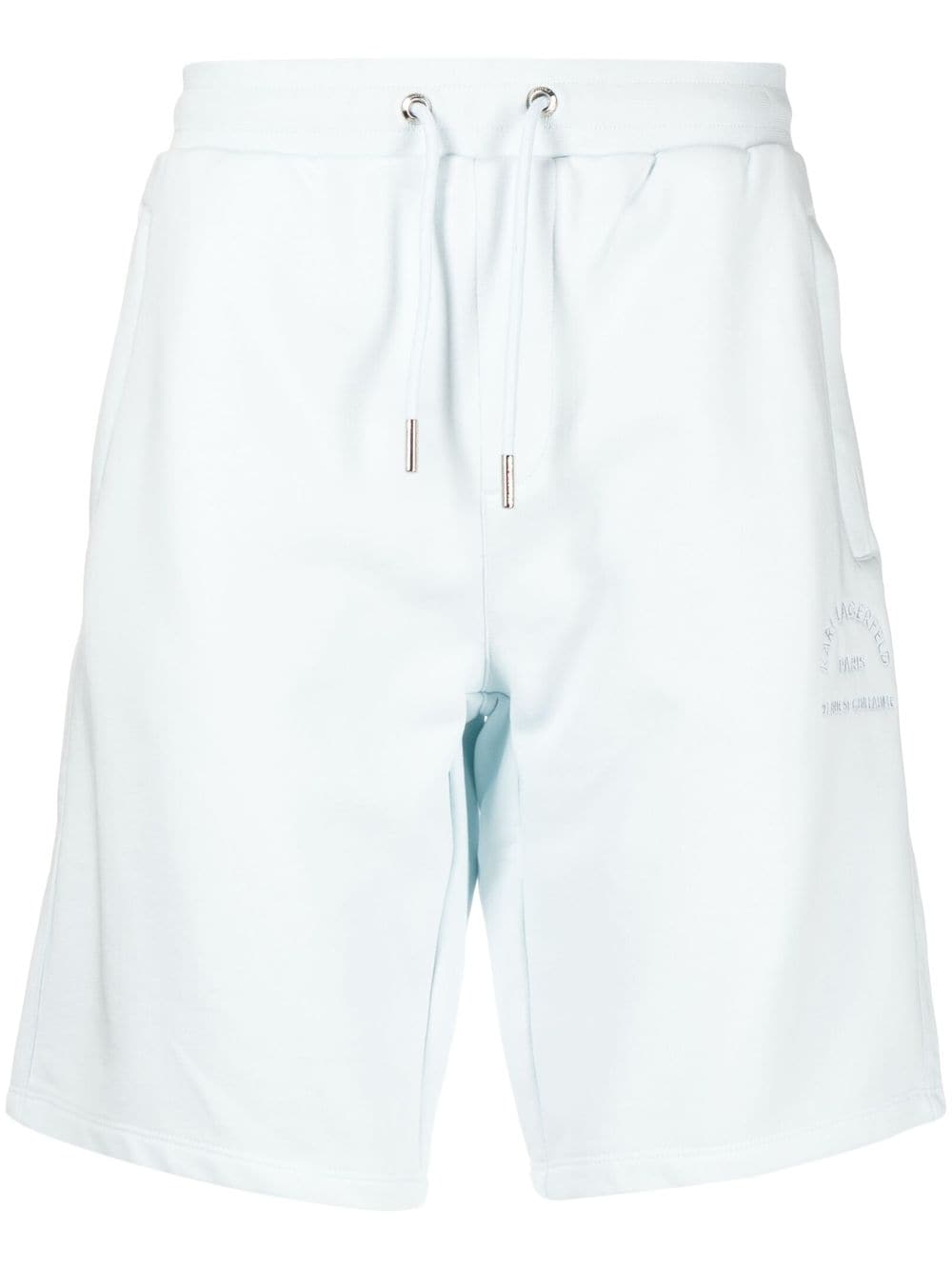 Karl Lagerfeld Embroidered-logo Track Shorts In Blue